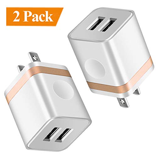 ARCCRA USB Wall Charger, Dual Port USB Charging Block Power Adapter Plug Cube Compatible with Phone 8/7/6S Plus SE/5S X XR Xs Max, Samsung, Google, Android Cell Phones (2-Pack)