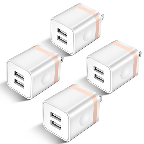 USB Wall Charger, ARCCRA 4-Pack 2.1Amp 2-Port USB Plug Cube Power Adapter Charger Block Compatible with iPhone 11/11 Pro/11 Pro Max/Xs/XR/X/8/7/6 Plus/SE, Samsung, LG, Moto, Android Phone -Upgraded